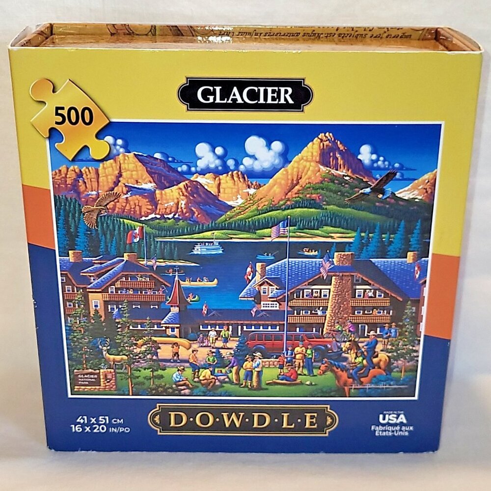Glacier National Park Dowdle 500 Pc Puzzle Montana to Canada Folk Art kids/adult